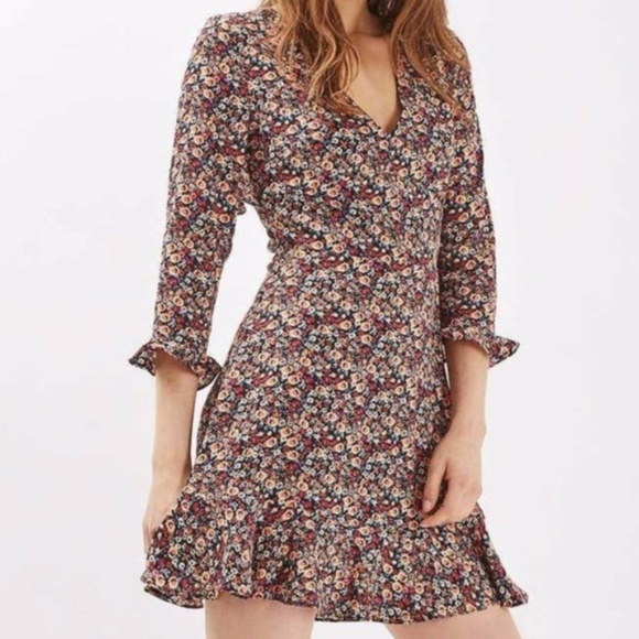 topshop floral ruffle dress